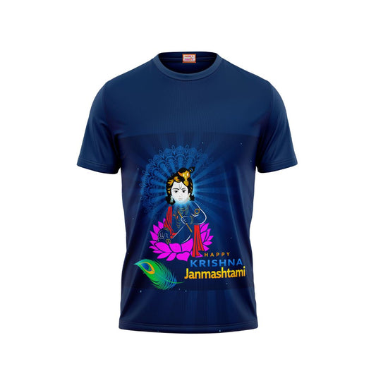 Next Print Krishna janmashtami All Over Printed Tshirt Navyblue