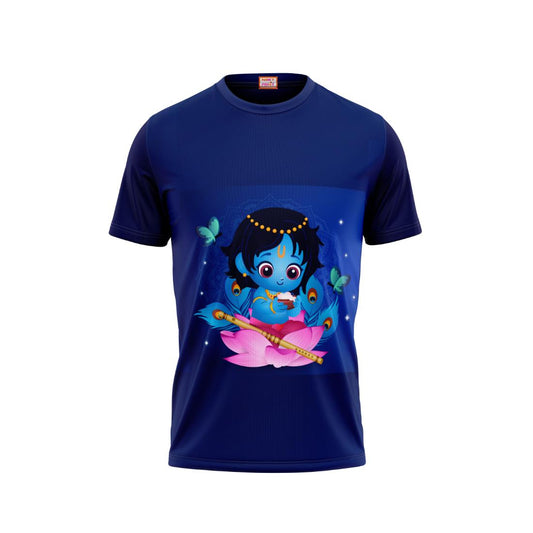 Next Print Krishna janmashtami All Over Printed Tshirt Navybluee