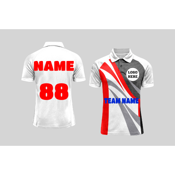 Next Print Cricket Polo Half White Customized Jersey - NPCWH00A3