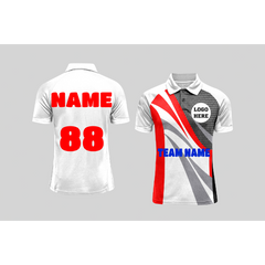 Next Print Cricket Polo Half White Customized Jersey - NPCWH00A3