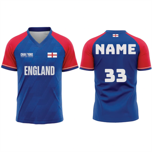 Next Print ICC Champions Trophy 2025 England Blue Jersey T-shirt.