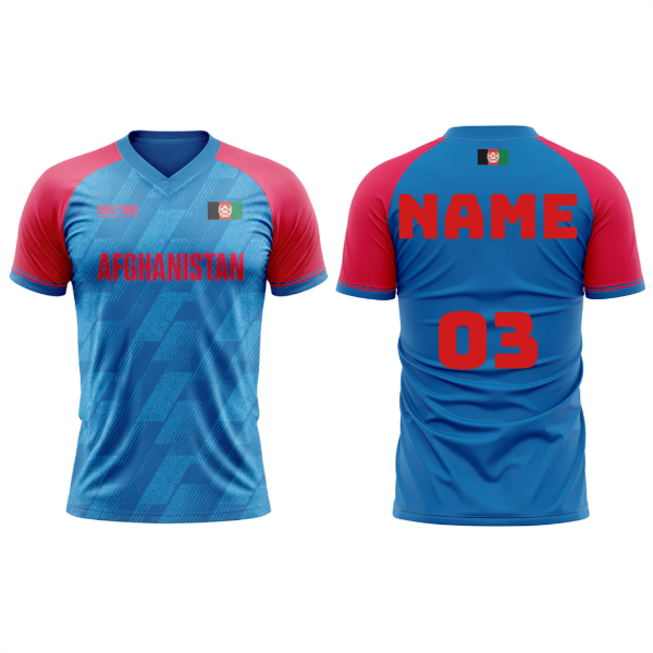 Next Print ICC Champions Trophy 2025 Afghanistan Royal Blue Jersey T-shirt.