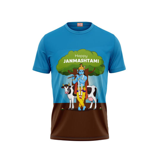 Next Print Krishna janmashtami All Over Printed Tshirt Blue