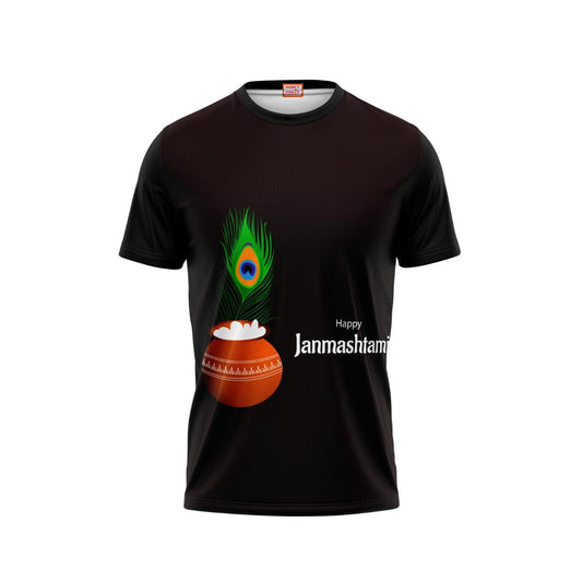 Next Print Krishna janmashtami All Over Printed Tshirt Black1