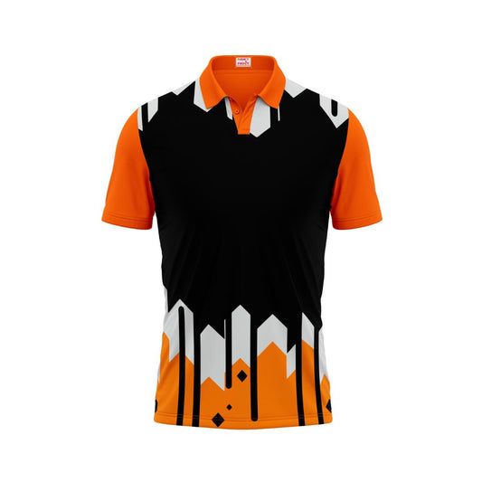 Polo Neck Printed Jersey Orange Design 37