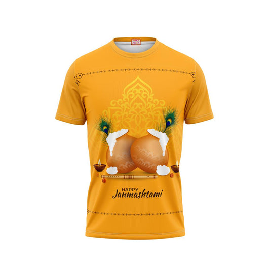 Next Print Krishna janmashtami Golden Yellow Printed Tshirt