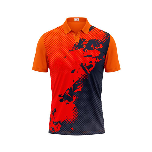 Polo Neck Printed Jersey Orange Design 40