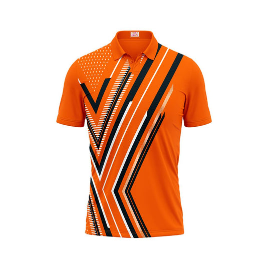 Polo Neck Printed Jersey Orange Design 42