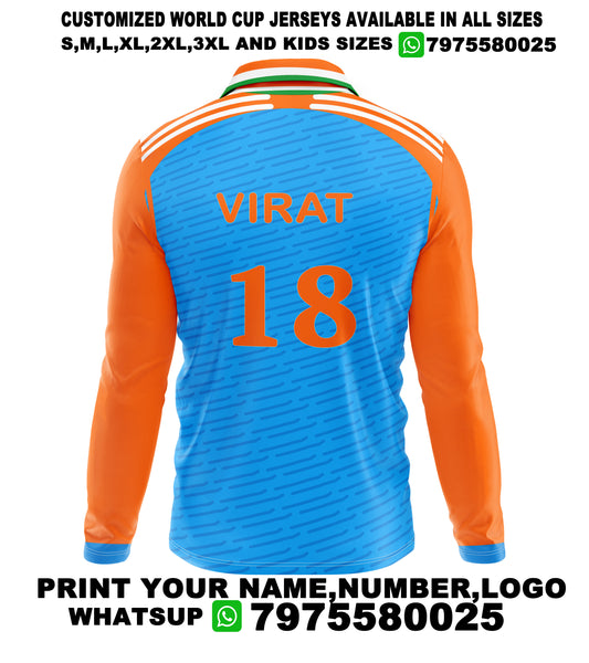 Nextprint Virat Kohli Printed India Cricket 2024 World Cup Jersey Full Sleeve