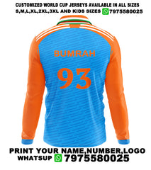 Nextprint Jasprit Bumrah Printed India Cricket 2024 World Cup Jersey Full Sleeve