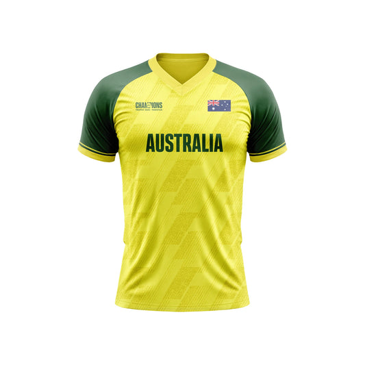 Next Print ICC Champions Trophy 2025 Australia Yellow Jersey T-shirt.