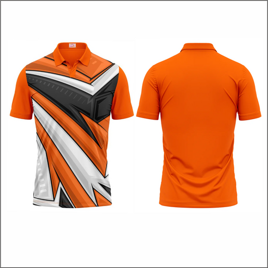 Polo Neck Printed Jersey Orange Design 44