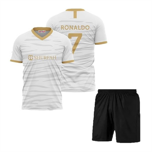 Next Print Ronaldo 7 Jersey| Juventus Jersey| Portugal Jersey| AlNasser Jersey NP0000S302 (with Black Shorts)