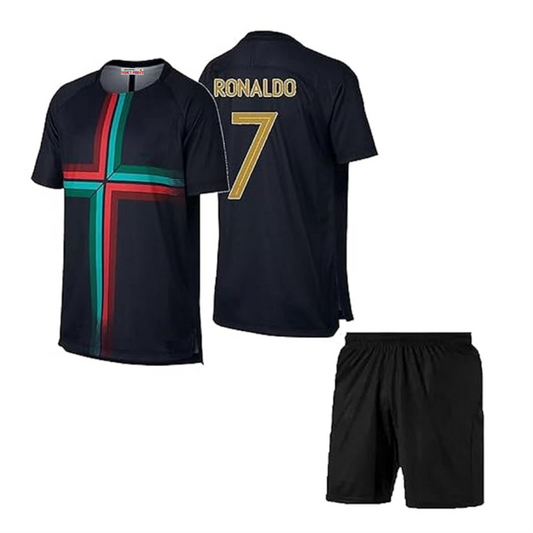 Next Print Ronaldo 7 Jersey| Juventus Jersey| Portugal Jersey| AlNasser Jersey NP0000S309 (with Black Shorts)