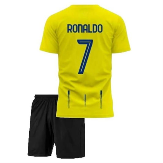 Next Print Ronaldo 7 Jersey| Juventus Jersey| Portugal Jersey| AlNasser Jersey NP0000S331 (with Black Shorts)