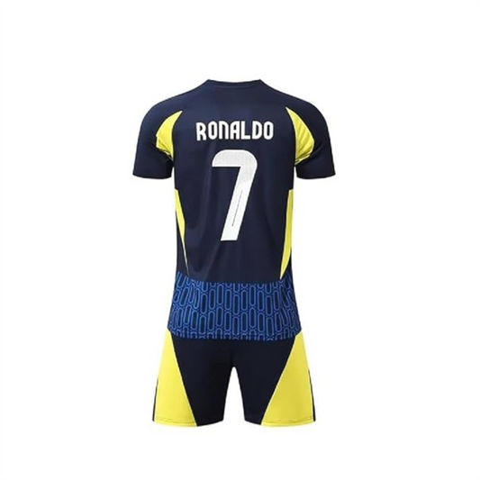 Next Print Ronaldo 7 Jersey| Juventus Jersey| Portugal Jersey| AlNasser Jersey NP0000S333 (with Black Shorts)