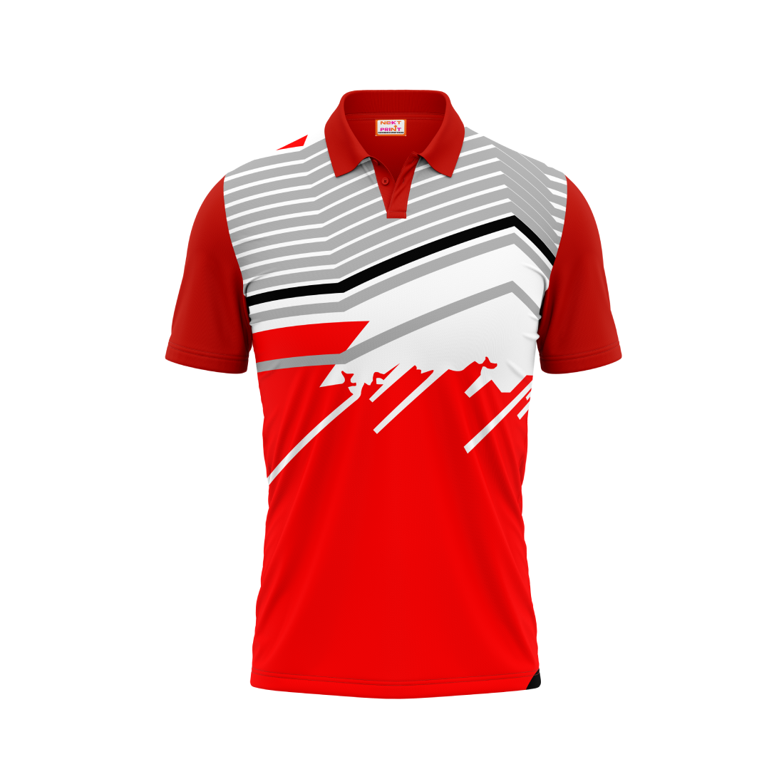 Polo Neck Printed Jersey Red NP5000083