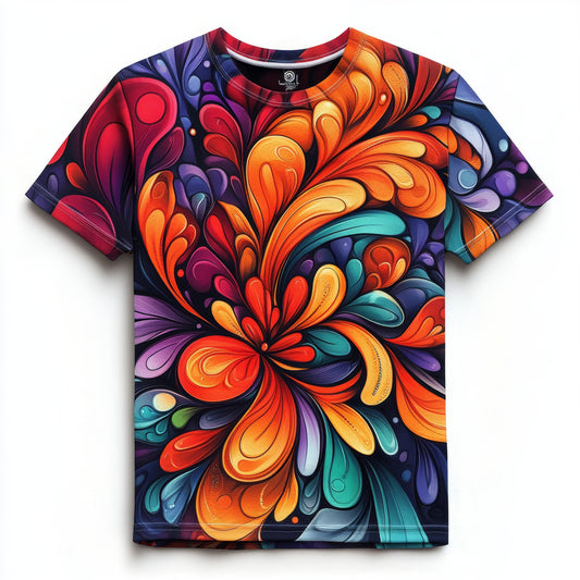 Next Print Colorful-Abstract-Floral-Pattern- Printed T-Shirt.