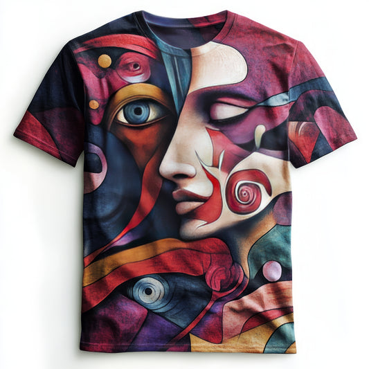 Next Print Colorful-Abstract-Eaturing-Artistic-Faces T-Shirt.