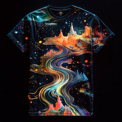 Next Print Colorful-Cosmicthemed-Graphic-T-Shirt.