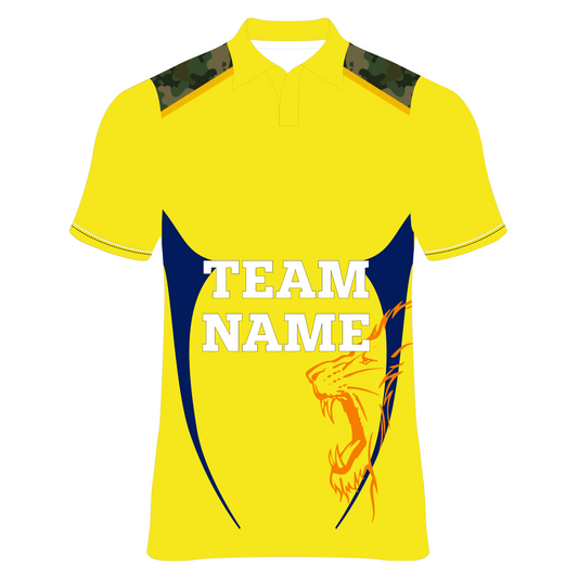 All Over Printed Customized Sublimation T-Shirt Unisex Sports Chennai Super Kings Cricket Jersey Player Name & Number, Team Name And Logo.NP030000